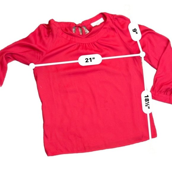 LOFT Long Sleeve Pin Tuck French Cuff Blouse in Red - Picture 8 of 8